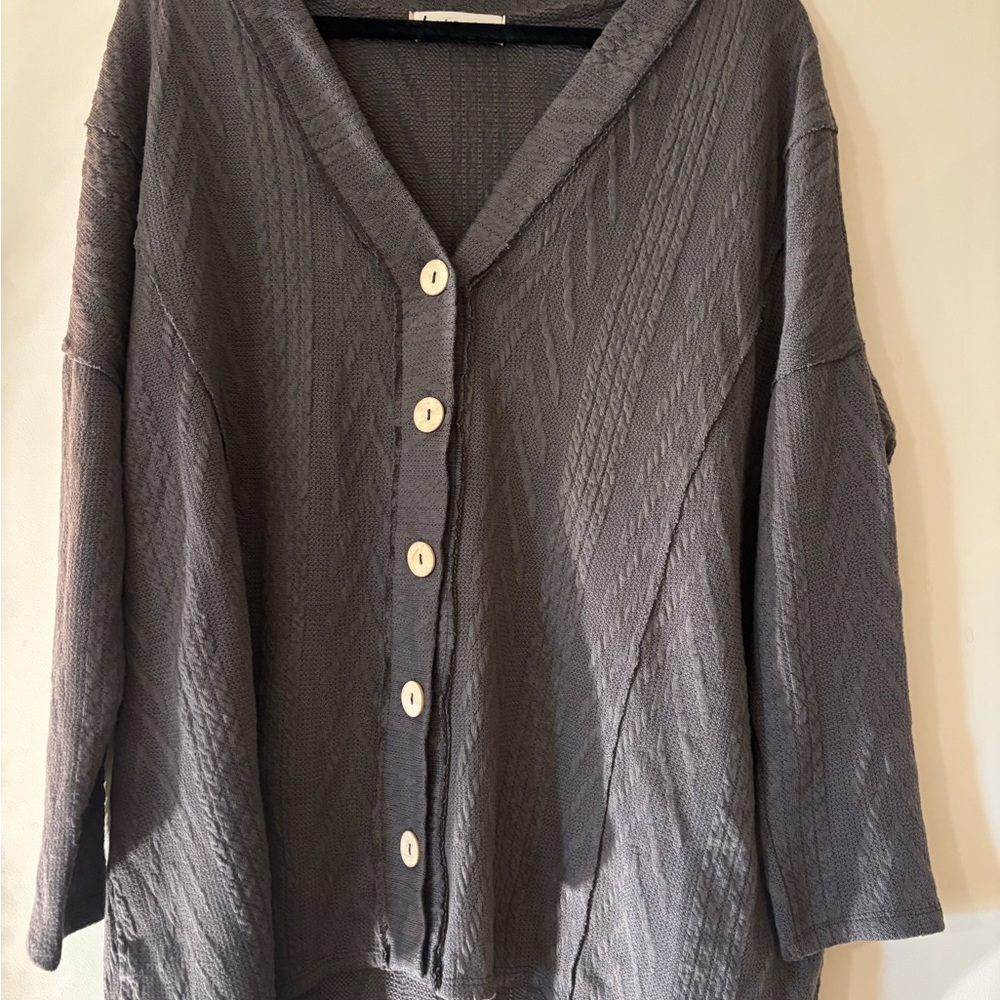 Impressions Charcoal Button-Down Sweater